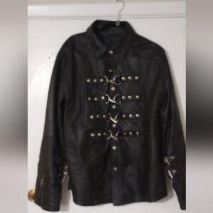 Mens leather Biker style Shirt